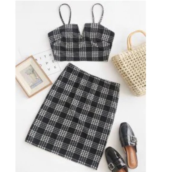 Dresses & Skirts - NWT Houndstooth Plaid Sweetheart Bust 2-Piece Set